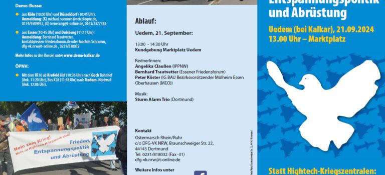 Kundgebung für Frieden, Entspannungspolitik und Abrüstung in Uedem (bei Kalkar) am 21.09.2024